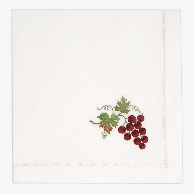 Hand Embroidered Hemstitched Napkin Grape