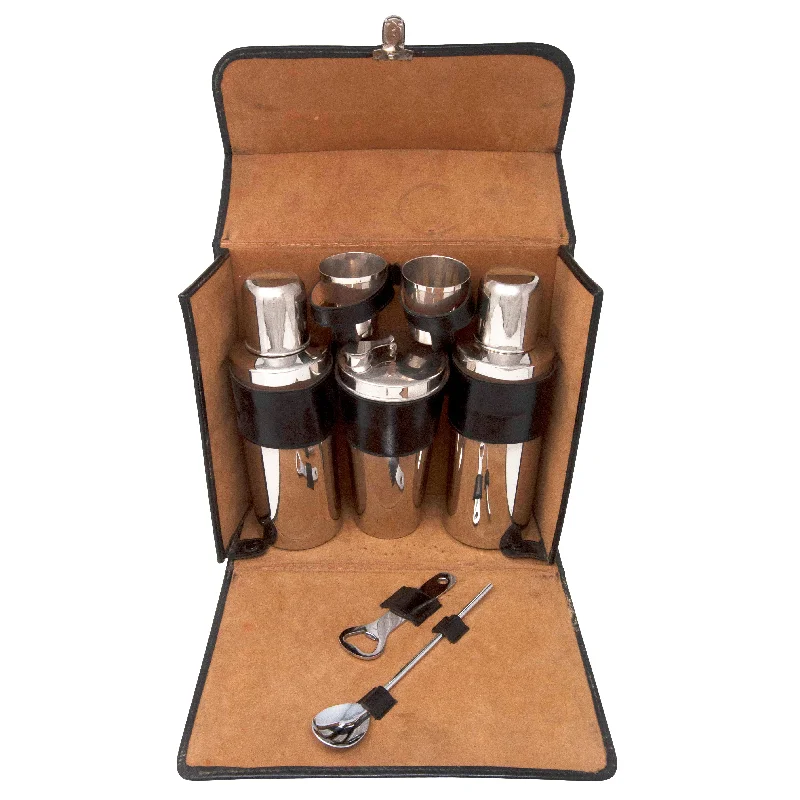 German Black Case Travel Bar Set