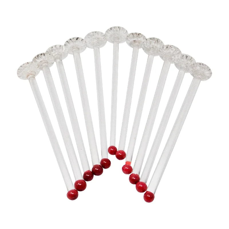 Red Ball Top Glass Muddler Stir Sticks