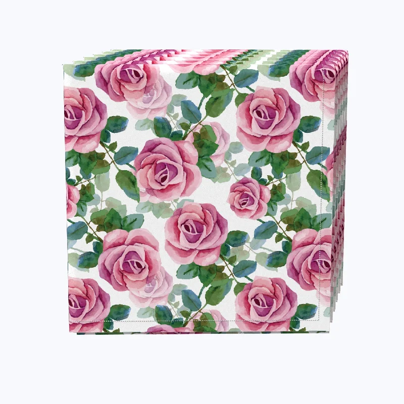 Pink Roses & Leaves Napkins