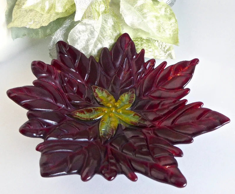 Fused Glass Poinsettia Dish