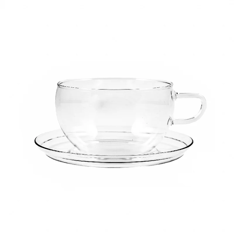 Glass Teacup & Saucer, 400ml