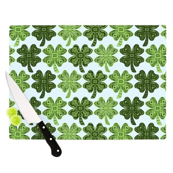 Kess InHouse Art Love Passion "Lucky You" Green Shamrock Cutting Board