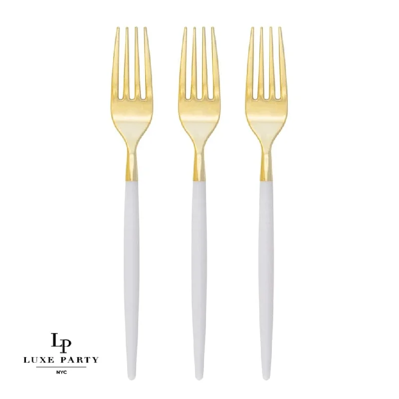 Chic Clear and Gold Plastic Forks | 32 Pieces