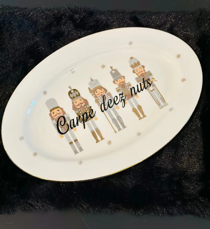 Carpe deez nuts | Vulgar vintage porcelain 14in nutcracker tray