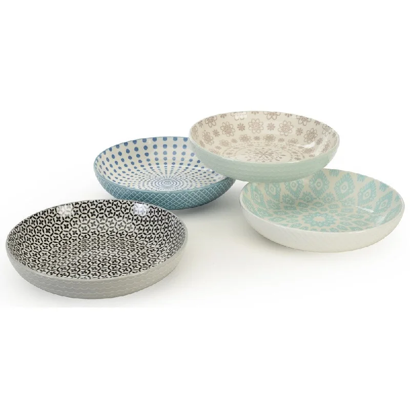 Signature Housewares Set of 4 Bowls, Pad Print Design 13, 8-Inch Diameter