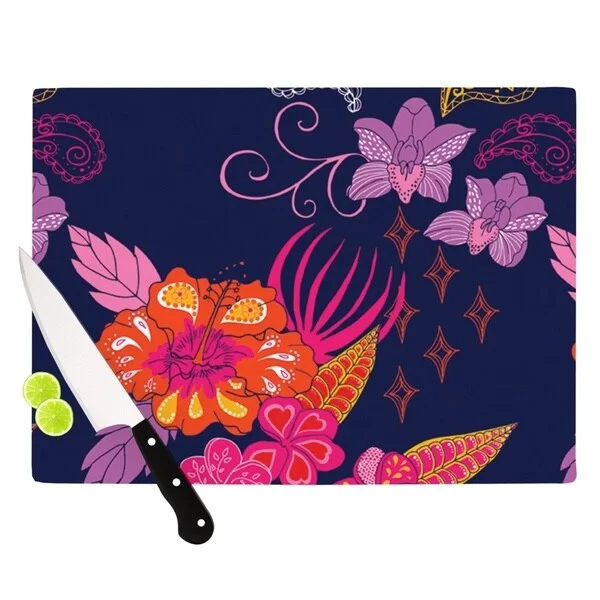 Kess InHouse Anneline Sophia "Tropical Paradise" Purple Floral Cutting Board