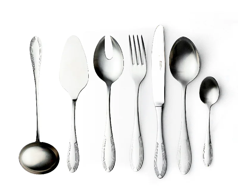 Abert Grace Cutlery Set - Matte Silver, 77 Pieces