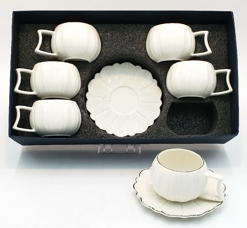 6 PC TEA SET-SILVER RIM