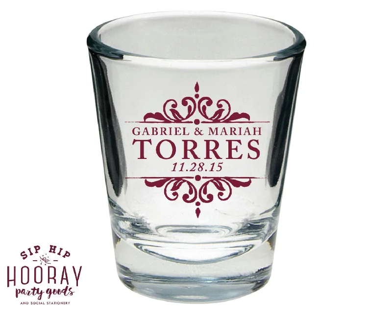 Embellished Framed Names | Wedding Shot Glass #1263, #1230