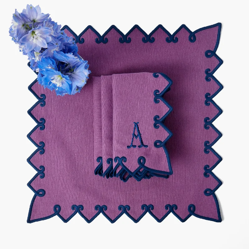 Angelina Aubergine & Blue Napkins (Set of 4)