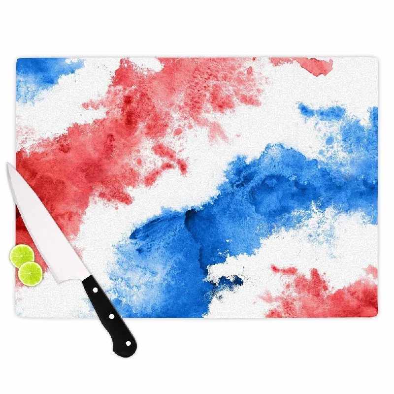 KESS InHouse Kess Original 'Patriotic Watercolor' Red White Cutting Board