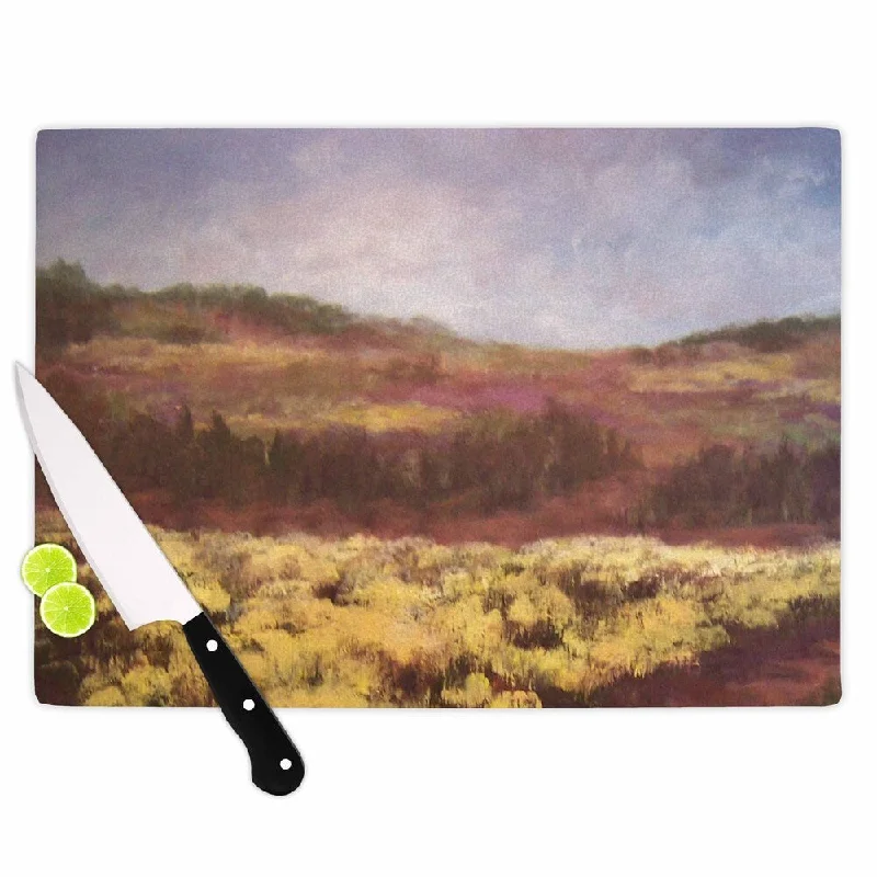 KESS InHouse Cyndi Steen 'Field Of Yellow' Brown Green Cutting Board