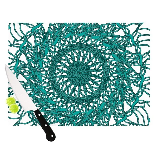 KESS InHouse Patternmuse 'Mandala Spin Jade' Green Cutting Board