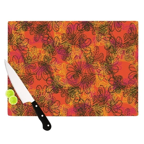 Kess InHouse Patternmuse 'Jaipur Orange' Red and Orange Tempered-glass Cutting Board