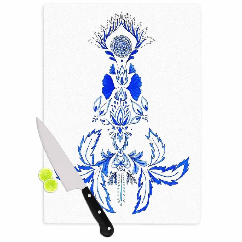 KESS InHouse Cecibd 'Azulejo' Blue Nature Cutting Board