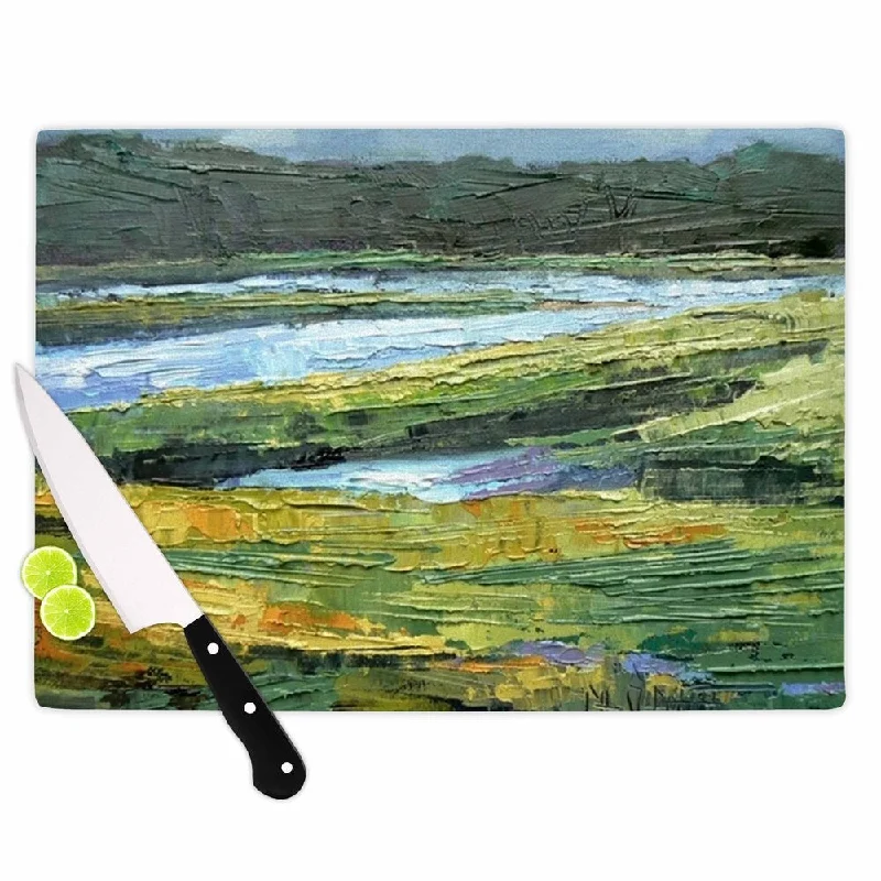 KESS InHouse Carol Schiff 'Southern Marsh' Green Yellow Cutting Board