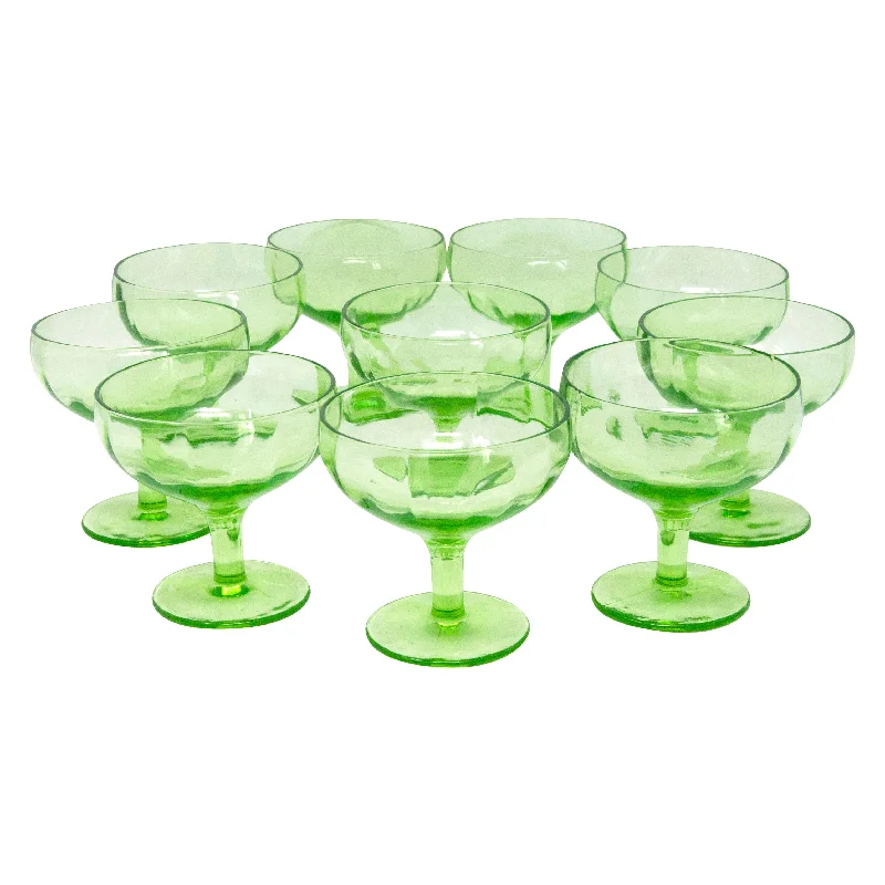 Green Vaseline Glass Coupes