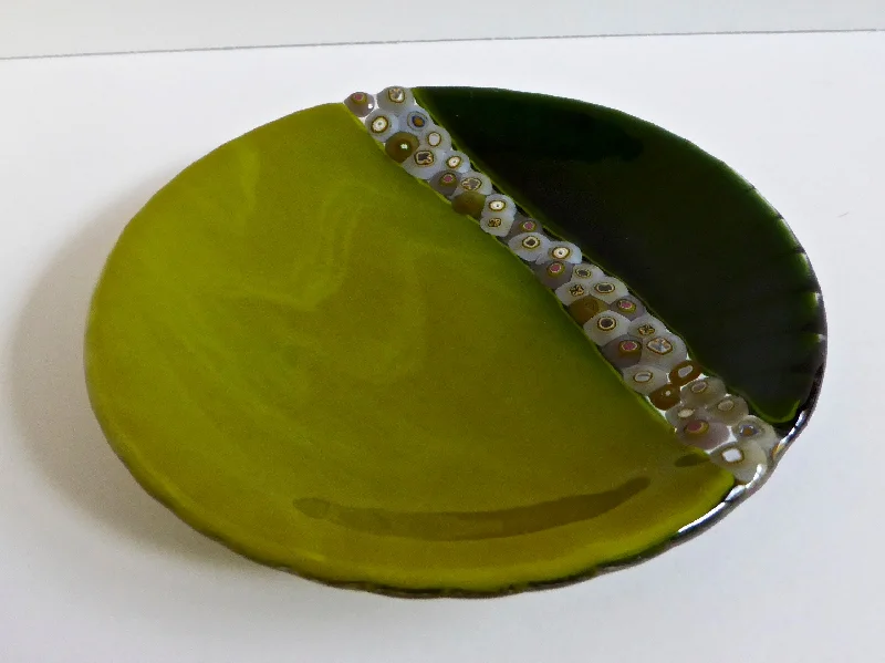 Fused Glass Dish in Green and Blue