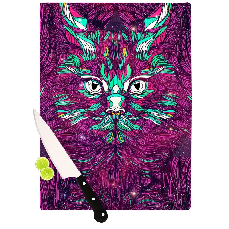 Kess InHouse Danny Ivan Space Cat Glass Cutting Board