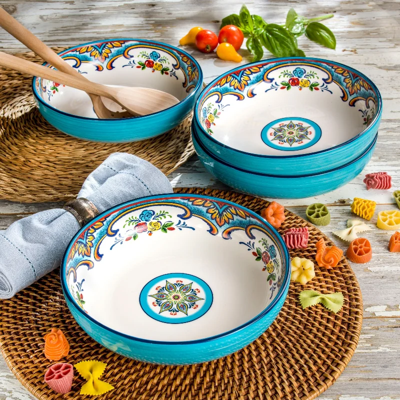 Euro Ceramica Zanzibar 4 Piece.8.5" Pasta Bowl Set - 40 oz