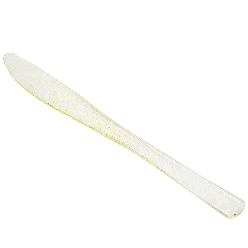 10/Pack Plastic Knives - Glitter Gold Collection