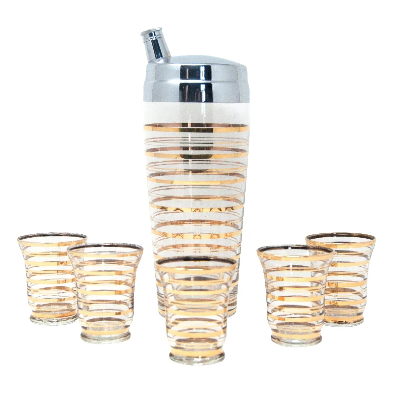 Gold Bands Cocktail Shaker Set