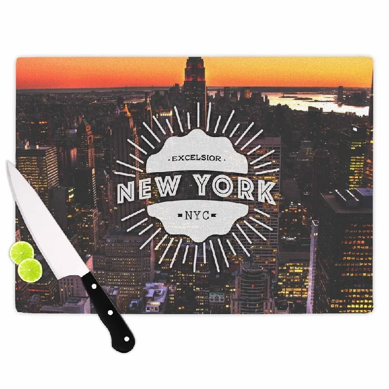 KESS InHouse Kess Original 'New York' Orange Black Cutting Board