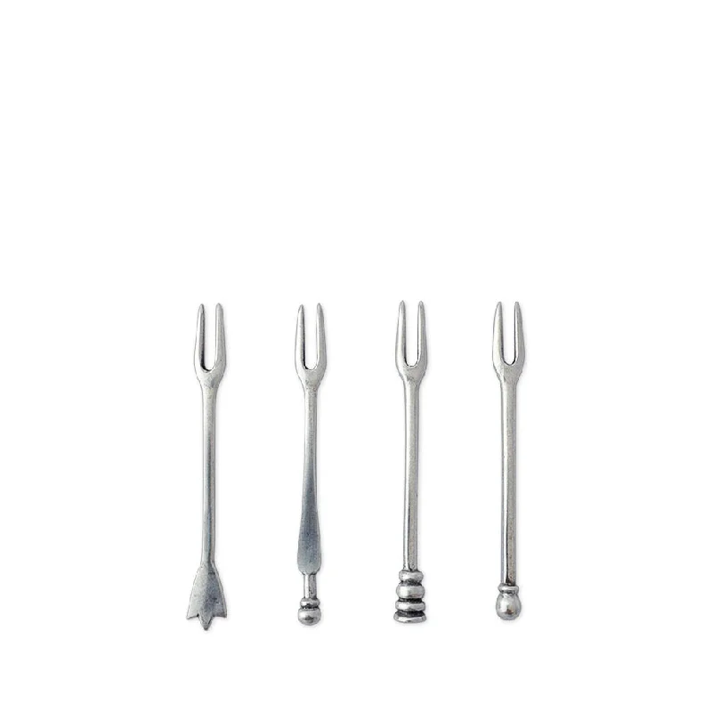 Assorted Olive Cocktail Forks Set of 4