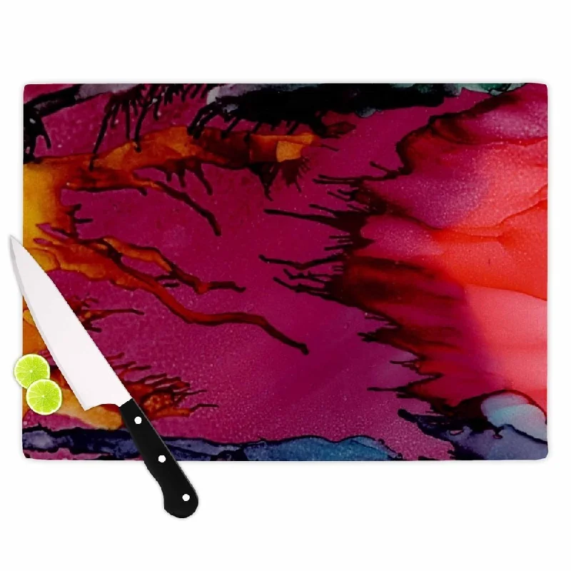 Kess InHouse Abstract Anarchy Design Tags 'Marianas Trench' Multicolor Glass Cutting Board