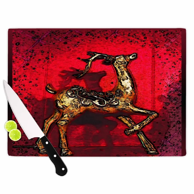 Kess InHouse Anne LaBrie "Dash On" Red Gold Cutting Board