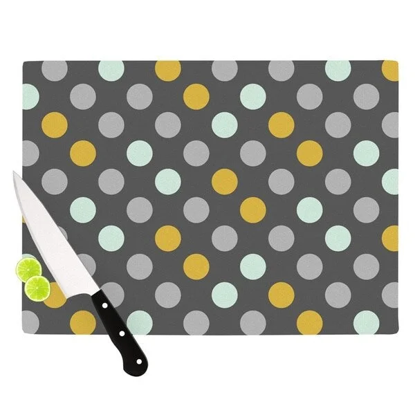 Kess InHouse Pellerina Design "Minty Polka" Gray Cutting Board