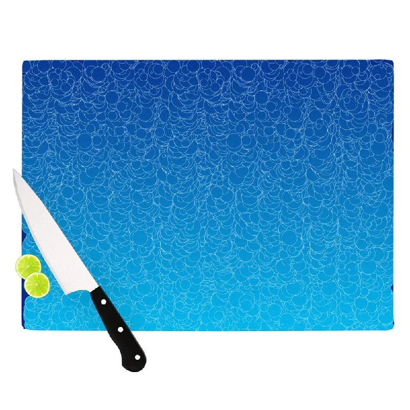 Kess InHouse Frederic Levy-Hadida 'Bubbling Blue' Glass Cutting Board