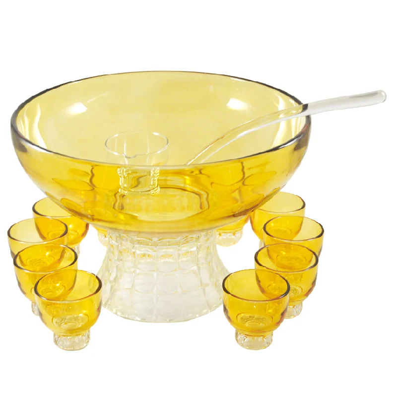 Yellow Amber Punch Bowl Set