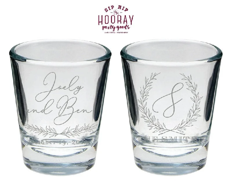 Elegant Greenery Monogram Shotglass #1962