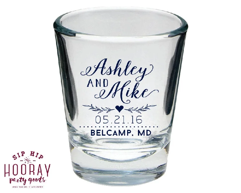 Greenery Wedding Anniversary Shot Glass Design #1579