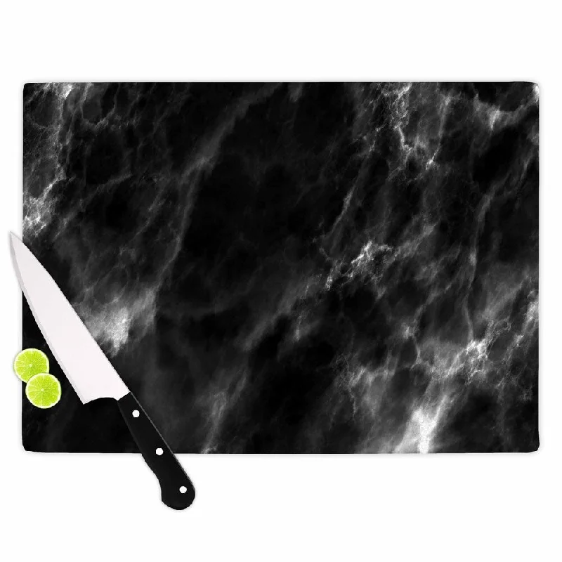 KESS InHouse Chelsea Victoria 'Black Marble' Modern White Cutting Board