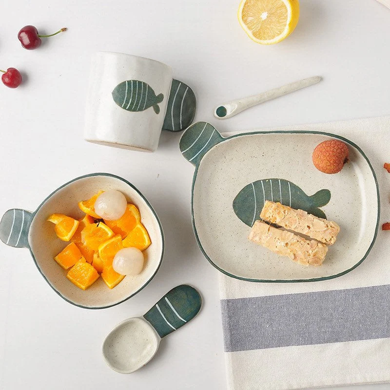 Gohobi Hand-painted Fish Pattern Bowl and Plate Set