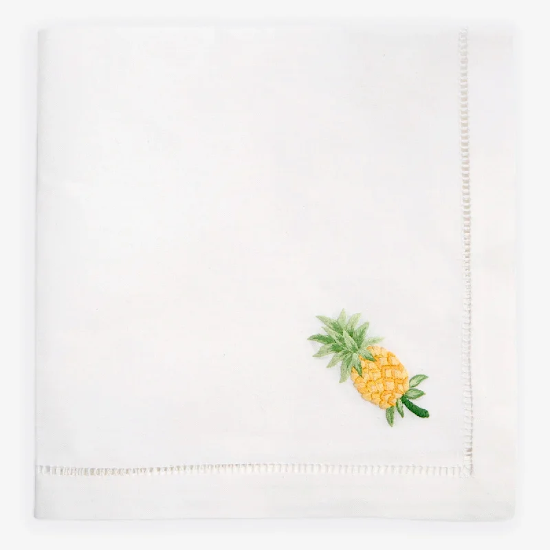 Hand Embroidered Hemstitched Napkin Pineapple