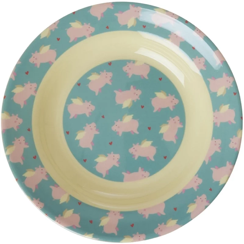 RICE Flying Pig Melamine Childrens Bowl