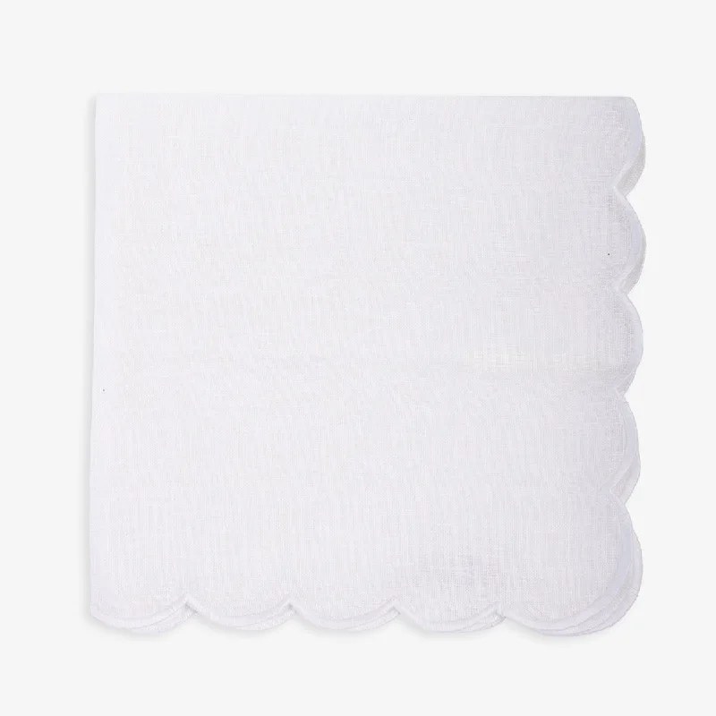 Scalloped Linen Napkin White