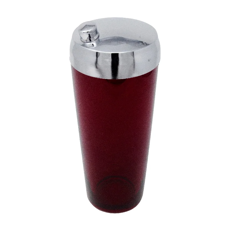 Ruby Red Glass Cocktail Shaker