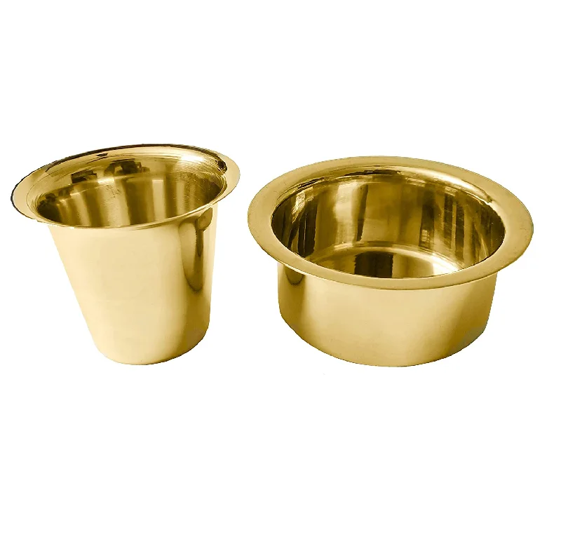 Pure Brass Coffee Dabara Set, 110 ML, Heavy Duty