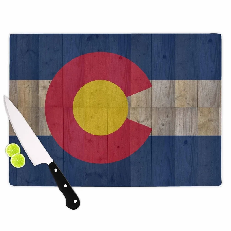 Kess InHouse Bruce Stanfield "Flag of Colorado" Blue Red Cutting Board