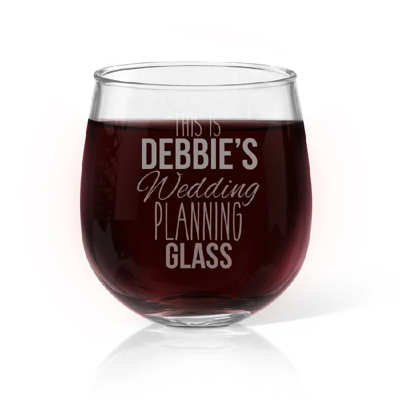 Wedding Planning Stemless Wine Glass