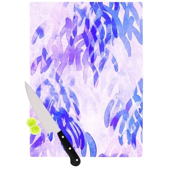 KESS InHouse Iris Lehnhardt 'Abstract Leaves III' Blue Purple Cutting Board