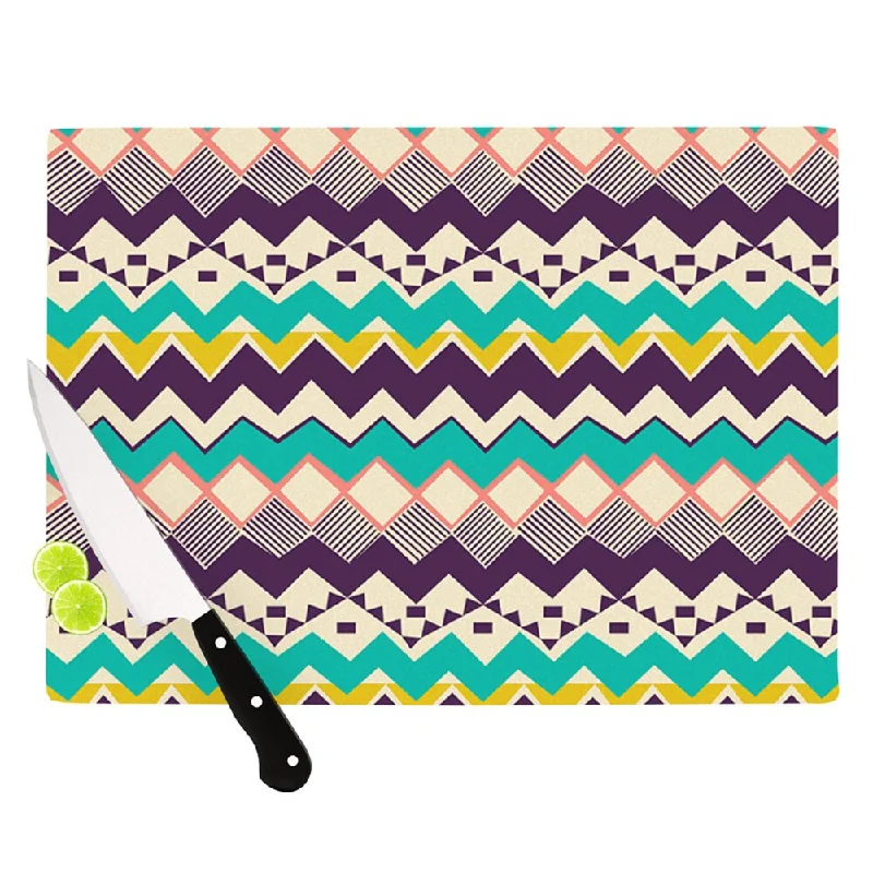 KESS InHouse Louise Machado "Ethnic Color" Teal Purple Cutting Board