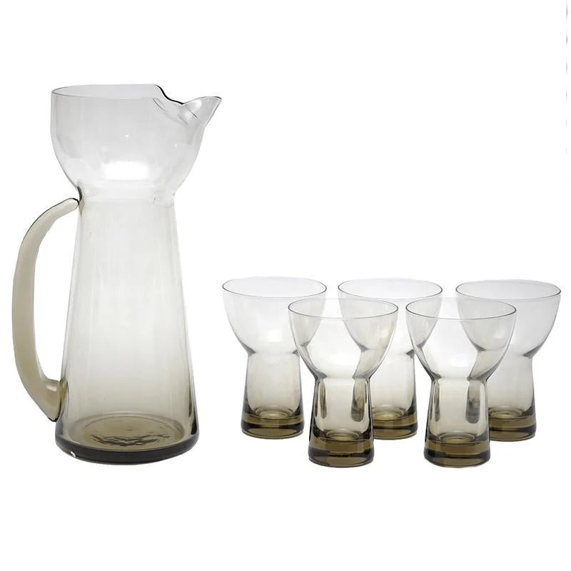 MCM Smoke Glass Pitcher Set