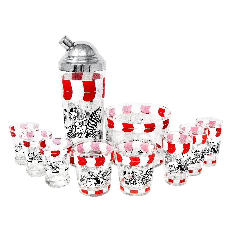 Red, White & Black Carousel Cocktail Shaker Set