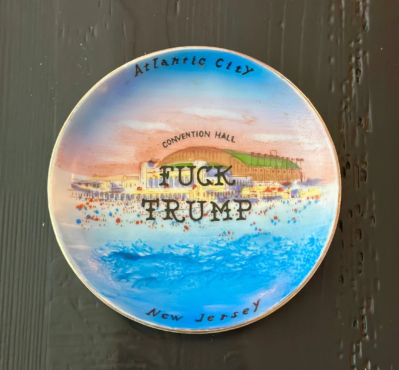 Fuck Trump | Vulgar vintage souvenir miniature Atlantic City New Jersey decorative plate